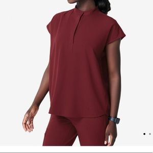 Burgundy Rafaela Oversized Scrub Top